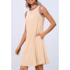 MEROKEETY Summer Spring Sun Dress for Women 2026 Beach Vacation Casual Sundress Sleeveless Tank Dresses Resort Cruise Wear(Apricot)
