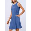 MEROKEETY Summer Spring Sun Dress for Women 2026 Beach Vacation Casual Sundress Sleeveless Tank Dresses Resort Cruise Wear(Darkblue)