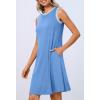 MEROKEETY Summer Spring Sun Dress for Women 2026 Beach Vacation Casual Sundress Sleeveless Tank Dresses Resort Cruise Wear(Lightblue)