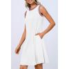 MEROKEETY Summer Spring Sun Dress for Women 2026 Beach Vacation Casual Sundress Sleeveless Tank Dresses Resort Cruise Wear(White)