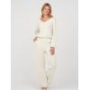 MEROKEETY Women’s 2 Piece Outfits Lounge Sets Fall Winter Long Sleeve Knit Sweater Wide Leg Pant Matching Set(Apricot)