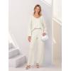 MEROKEETY Women’s 2 Piece Outfits Lounge Sets Fall Winter Long Sleeve Knit Sweater Wide Leg Pant Matching Set(Apricot)