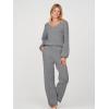 MEROKEETY Women’s 2 Piece Outfits Lounge Sets Fall Winter Long Sleeve Knit Sweater Wide Leg Pant Matching Set(Dark Grey)