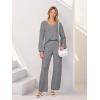 MEROKEETY Women’s 2 Piece Outfits Lounge Sets Fall Winter Long Sleeve Knit Sweater Wide Leg Pant Matching Set(Dark Grey)