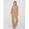 MEROKEETY Women’s 2 Piece Outfits Lounge Sets Fall Winter Long Sleeve Knit Sweater Wide Leg Pant Matching Set(Khaki)
