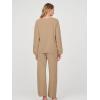 MEROKEETY Women’s 2 Piece Outfits Lounge Sets Fall Winter Long Sleeve Knit Sweater Wide Leg Pant Matching Set(Khaki)