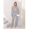 MEROKEETY Women’s 2 Piece Outfits Lounge Sets Fall Winter Long Sleeve Knit Sweater Wide Leg Pant Matching Set(Light Grey)