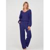 MEROKEETY Women’s 2 Piece Outfits Lounge Sets Fall Winter Long Sleeve Knit Sweater Wide Leg Pant Matching Set(Navy)