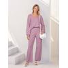 MEROKEETY Women’s 2 Piece Outfits Lounge Sets Fall Winter Long Sleeve Knit Sweater Wide Leg Pant Matching Set(Taro)