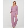 MEROKEETY Women’s 2 Piece Outfits Lounge Sets Fall Winter Long Sleeve Knit Sweater Wide Leg Pant Matching Set(Taro)