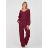 MEROKEETY Women’s 2 Piece Outfits Lounge Sets Fall Winter Long Sleeve Knit Sweater Wide Leg Pant Matching Set(Wine)