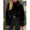 MEROKEETY Women’s 2025 Winter Coats Furry Faux Fur Jackets Long Sleeve Coat Trendy Warm Outerwear with Pockets(Black)