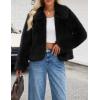 MEROKEETY Women’s 2025 Winter Coats Furry Faux Fur Jackets Long Sleeve Coat Trendy Warm Outerwear with Pockets(Black)