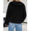 MEROKEETY Women’s 2025 Winter Coats Furry Faux Fur Jackets Long Sleeve Coat Trendy Warm Outerwear with Pockets(Black)