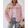 MEROKEETY Women’s 2025 Winter Coats Furry Faux Fur Jackets Long Sleeve Coat Trendy Warm Outerwear with Pockets(Pink)