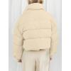 MEROKEETY Women’s 2025 Winter Cropped Puffer Jacket Long Sleeve Oversized Stand Collar Zip-Up Short Coat(Apricot)
