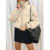 MEROKEETY Women’s 2025 Winter Cropped Puffer Jacket Long Sleeve Oversized Stand Collar Zip-Up Short Coat(Apricot)