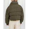 MEROKEETY Women’s 2025 Winter Cropped Puffer Jacket Long Sleeve Oversized Stand Collar Zip-Up Short Coat(Armygreen)
