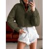 MEROKEETY Women’s 2025 Winter Cropped Puffer Jacket Long Sleeve Oversized Stand Collar Zip-Up Short Coat(Armygreen)