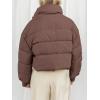MEROKEETY Women’s 2025 Winter Cropped Puffer Jacket Long Sleeve Oversized Stand Collar Zip-Up Short Coat(Coffee)