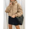 MEROKEETY Women’s 2025 Winter Cropped Puffer Jacket Long Sleeve Oversized Stand Collar Zip-Up Short Coat(Khaki)