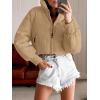 MEROKEETY Women’s 2025 Winter Cropped Puffer Jacket Long Sleeve Oversized Stand Collar Zip-Up Short Coat(Khaki)
