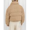 MEROKEETY Women’s 2025 Winter Cropped Puffer Jacket Long Sleeve Oversized Stand Collar Zip-Up Short Coat(Khaki)