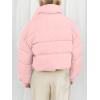 MEROKEETY Women’s 2025 Winter Cropped Puffer Jacket Long Sleeve Oversized Stand Collar Zip-Up Short Coat(Pink)