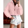 MEROKEETY Women’s 2025 Winter Cropped Puffer Jacket Long Sleeve Oversized Stand Collar Zip-Up Short Coat(Pink)