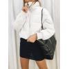 MEROKEETY Women’s 2025 Winter Cropped Puffer Jacket Long Sleeve Oversized Stand Collar Zip-Up Short Coat(White)