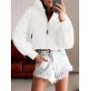 MEROKEETY Women’s 2025 Winter Cropped Puffer Jacket Long Sleeve Oversized Stand Collar Zip-Up Short Coat(White)