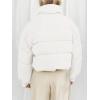 MEROKEETY Women’s 2025 Winter Cropped Puffer Jacket Long Sleeve Oversized Stand Collar Zip-Up Short Coat(White)
