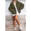 MEROKEETY Women’s 2025 Winter Long Sleeve Zip Puffer Jacket Pockets Baggy Short Coats(Army Green)