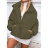 MEROKEETY Women’s 2025 Winter Long Sleeve Zip Puffer Jacket Pockets Baggy Short Coats(Army Green)