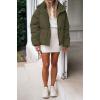 MEROKEETY Women’s 2025 Winter Long Sleeve Zip Puffer Jacket Pockets Baggy Short Coats(Army Green)