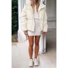 MEROKEETY Women’s 2025 Winter Long Sleeve Zip Puffer Jacket Pockets Baggy Short Coats(Beige)