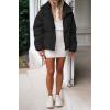 MEROKEETY Women’s 2025 Winter Long Sleeve Zip Puffer Jacket Pockets Baggy Short Coats(Black)