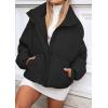 MEROKEETY Women’s 2025 Winter Long Sleeve Zip Puffer Jacket Pockets Baggy Short Coats(Black)