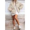 MEROKEETY Women’s 2025 Winter Long Sleeve Zip Puffer Jacket Pockets Baggy Short Coats(Light Khaki)