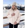 MEROKEETY Women’s 2025 Winter Long Sleeve Zip Puffer Jacket Pockets Baggy Short Coats(Light Pink)