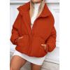 MEROKEETY Women’s 2025 Winter Long Sleeve Zip Puffer Jacket Pockets Baggy Short Coats(Orange Red)