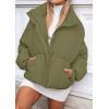 MEROKEETY Women’s 2025 Winter Long Sleeve Zip Puffer Jacket Pockets Baggy Short Coats(Peagreen)