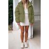MEROKEETY Women’s 2025 Winter Long Sleeve Zip Puffer Jacket Pockets Baggy Short Coats(Peagreen)