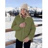 MEROKEETY Women’s 2025 Winter Long Sleeve Zip Puffer Jacket Pockets Baggy Short Coats(Peagreen)