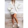 MEROKEETY Women’s 2025 Winter Long Sleeve Zip Puffer Jacket Pockets Baggy Short Coats(White)