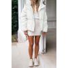 MEROKEETY Women’s 2025 Winter Long Sleeve Zip Puffer Jacket Pockets Baggy Short Coats(White)