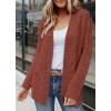 MEROKEETY Women’s 2026 Long Sleeve Cable Knit Cardigan Sweaters Open Front Fall Outerwear Coat Pockets(Brick Red)