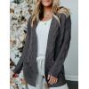 MEROKEETY Women’s 2026 Long Sleeve Cable Knit Cardigan Sweaters Open Front Fall Outerwear Coat Pockets(Charcoal)