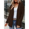MEROKEETY Women’s 2026 Long Sleeve Cable Knit Cardigan Sweaters Open Front Fall Outerwear Coat Pockets(Coffee)