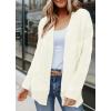 MEROKEETY Women’s 2026 Long Sleeve Cable Knit Cardigan Sweaters Open Front Fall Outerwear Coat Pockets(Cream)